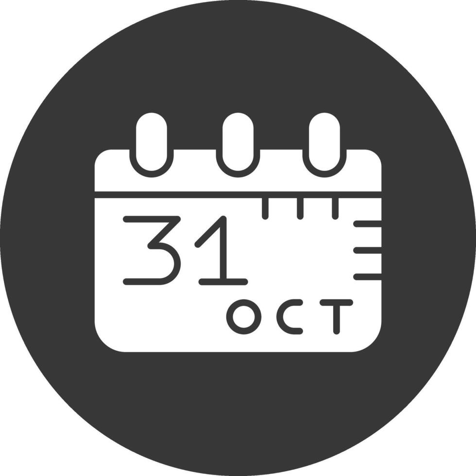 octubre 31 glifo invertido icono vector