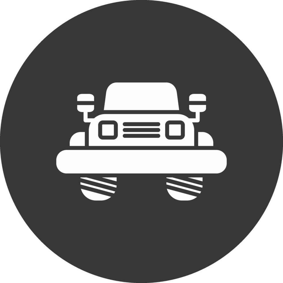 Jeep Glyph Inverted Icon vector