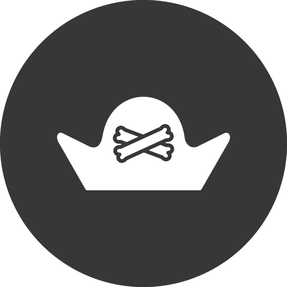 pirata sombrero glifo invertido icono vector