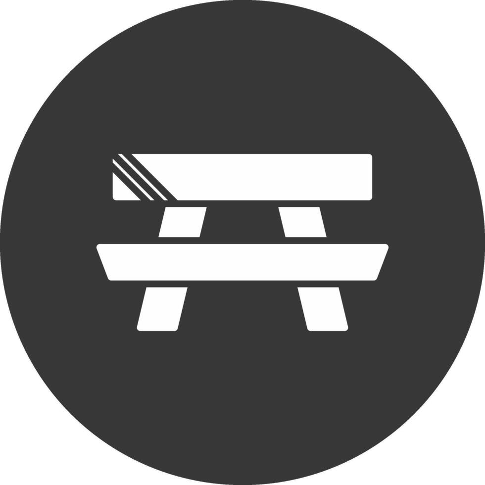 Picnic Table Glyph Inverted Icon vector