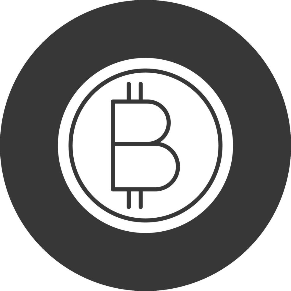 bitcoin glifo invertido icono vector