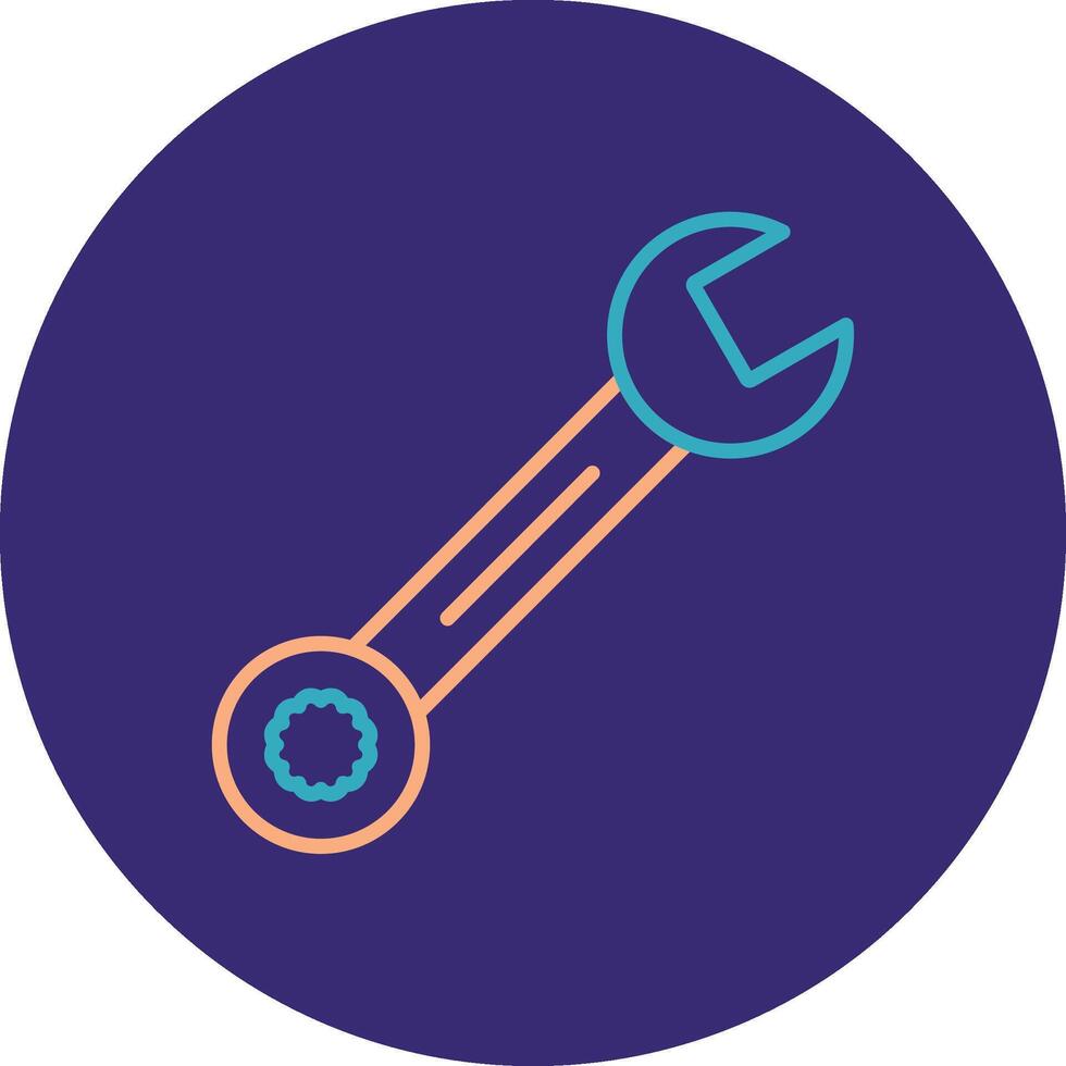 Spanner Line Two Color Circle Icon vector