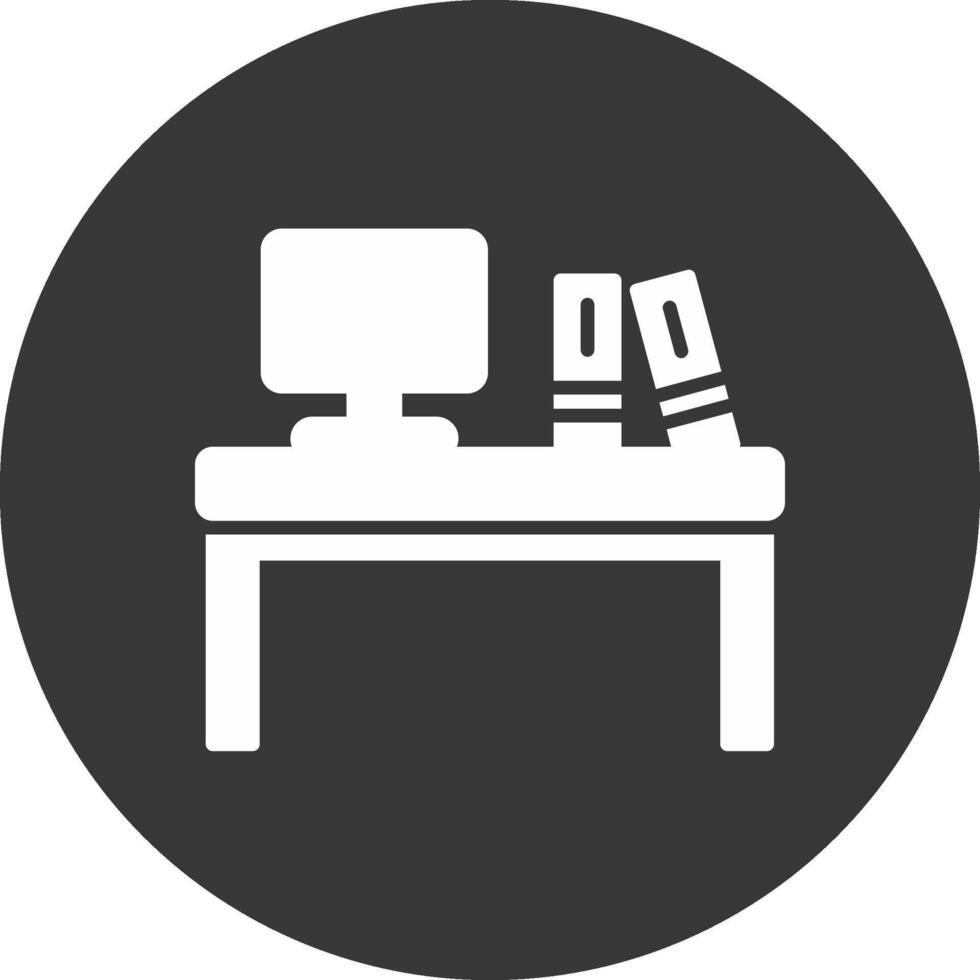 escritorio glifo invertido icono vector