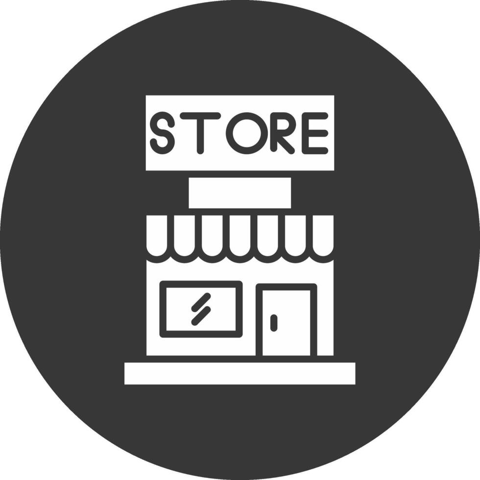 Tienda glifo invertido icono vector