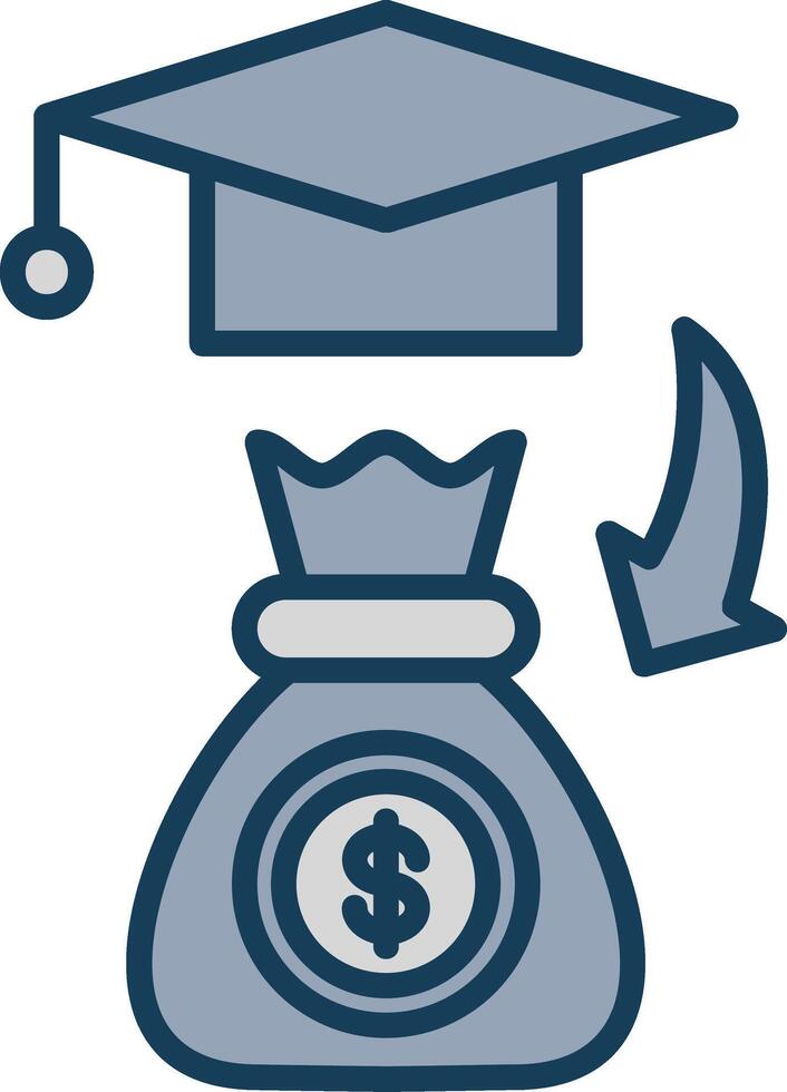 Scholarship Line Filled Grey Icon vector