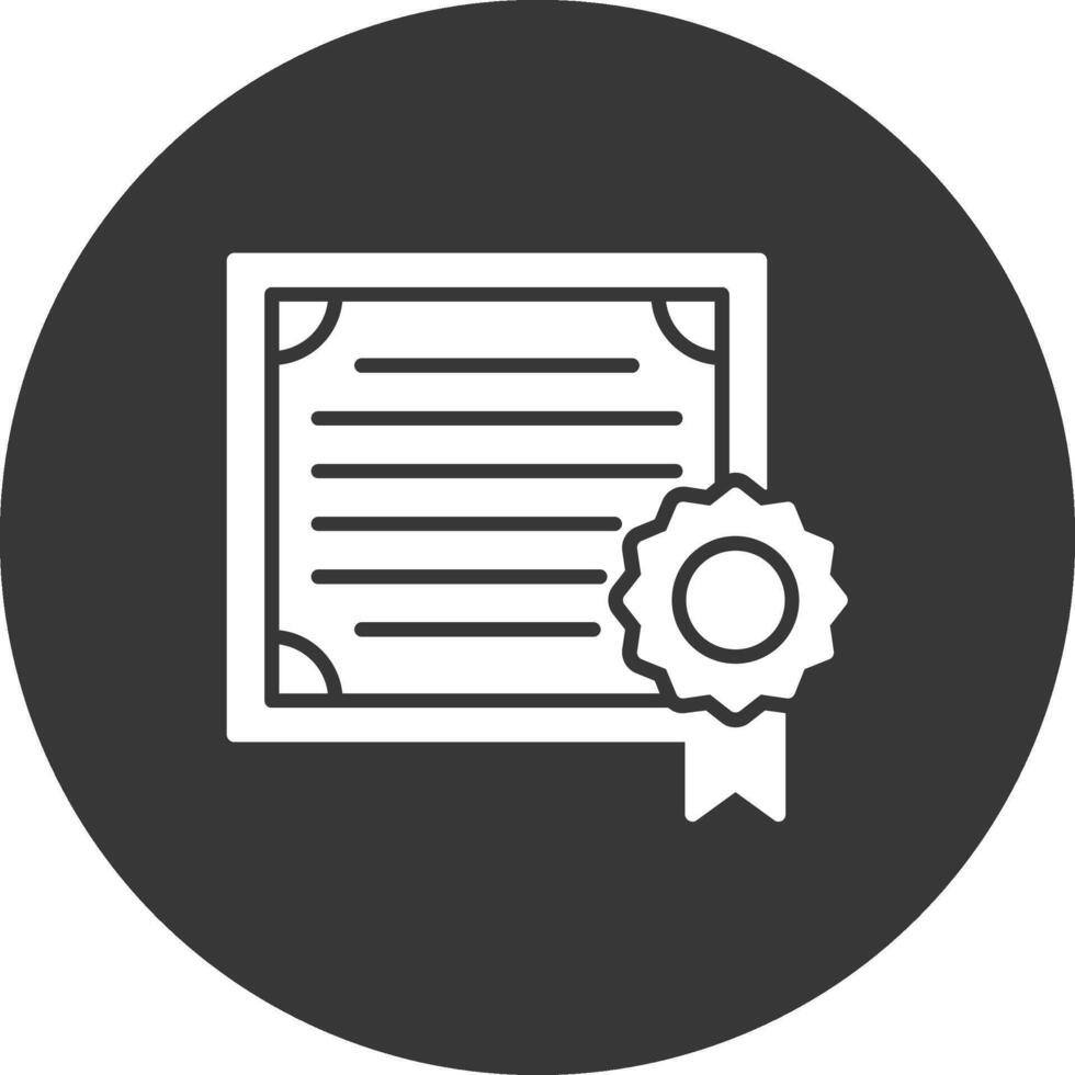 Diploma Glyph Inverted Icon vector