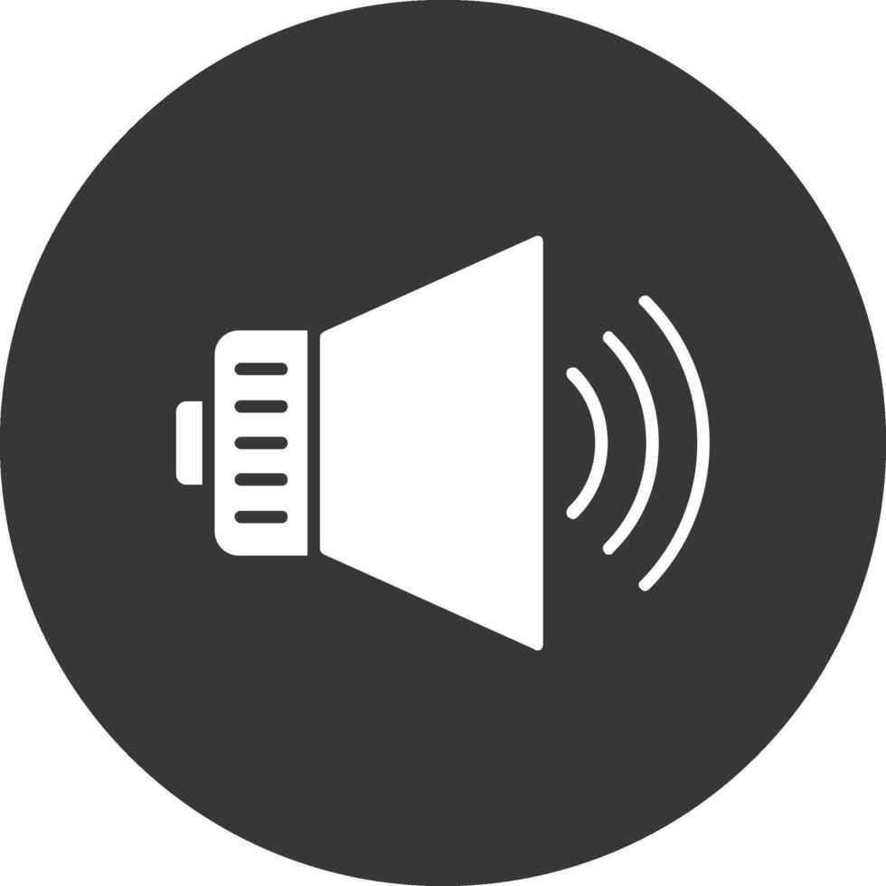 audio glifo invertido icono vector