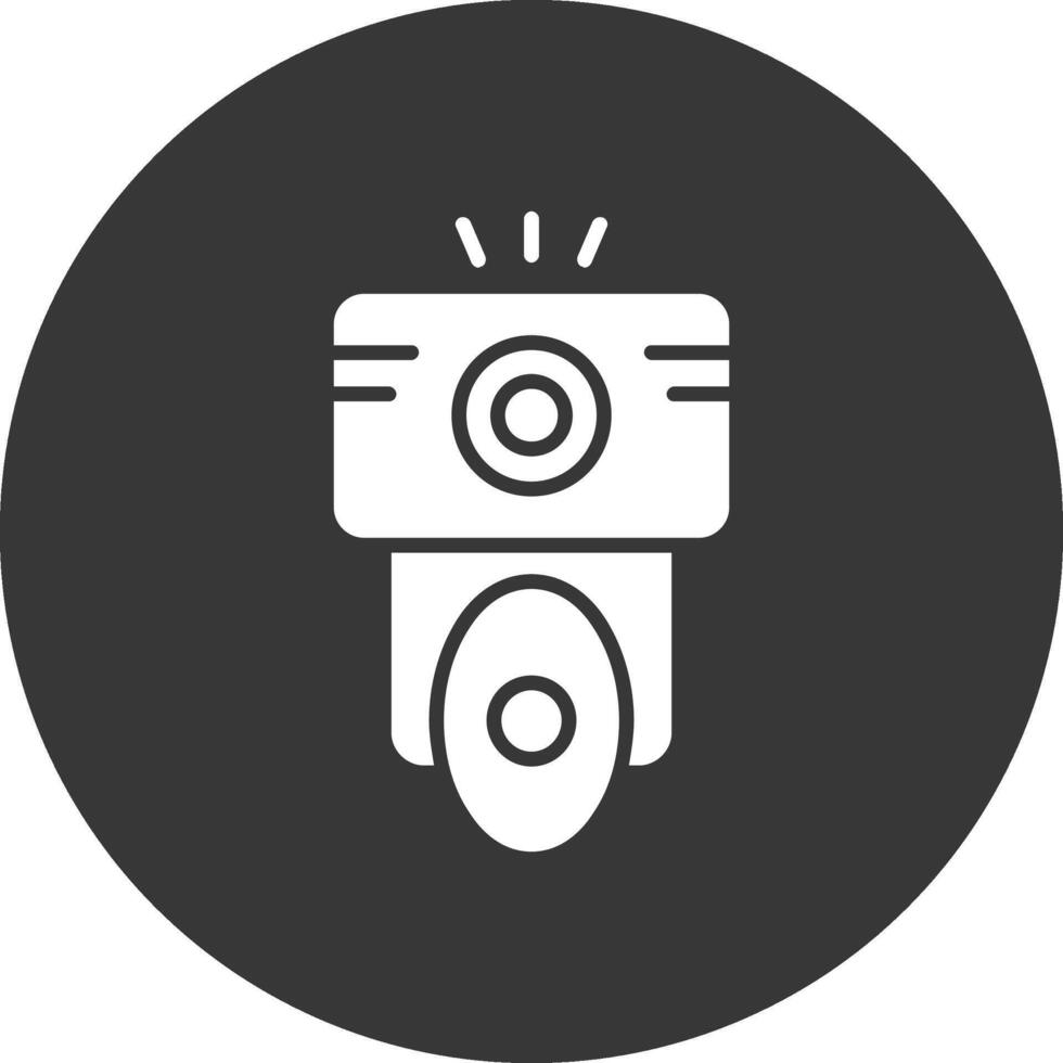 icono de glifo de flash de cámara invertido vector