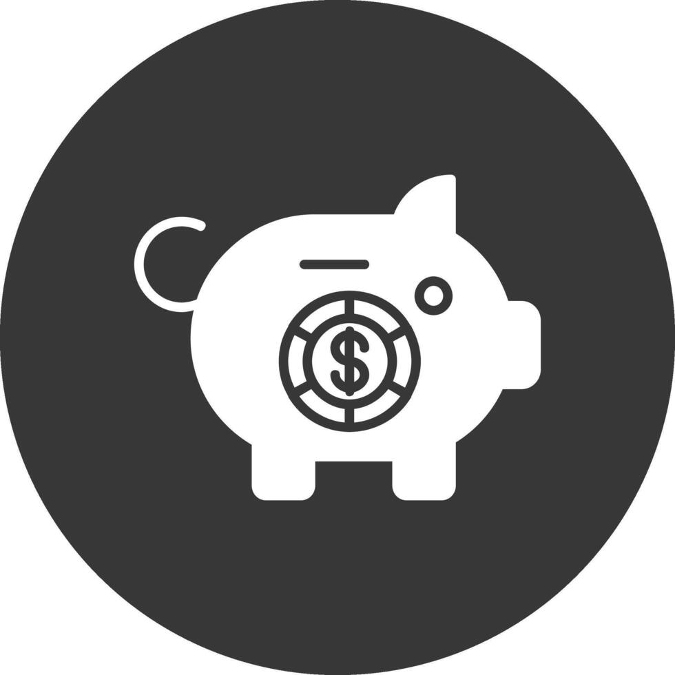 Piggy Bank Glyph Inverted Icon vector