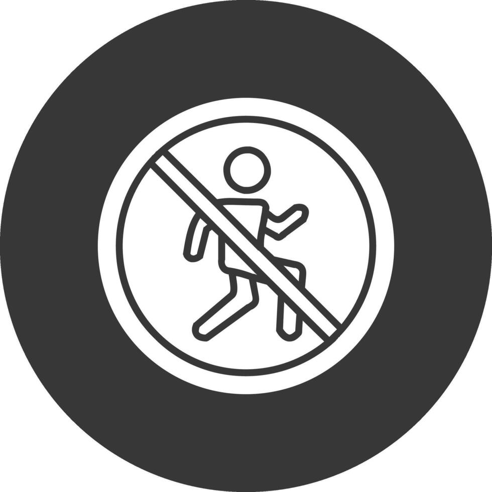 prohibido firmar glifo invertido icono vector