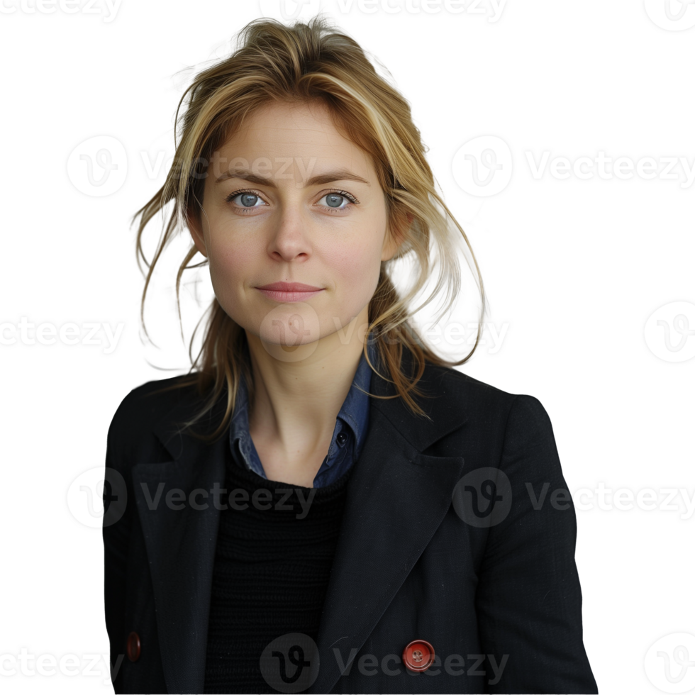 Professional woman with a confident expression on transparent background png