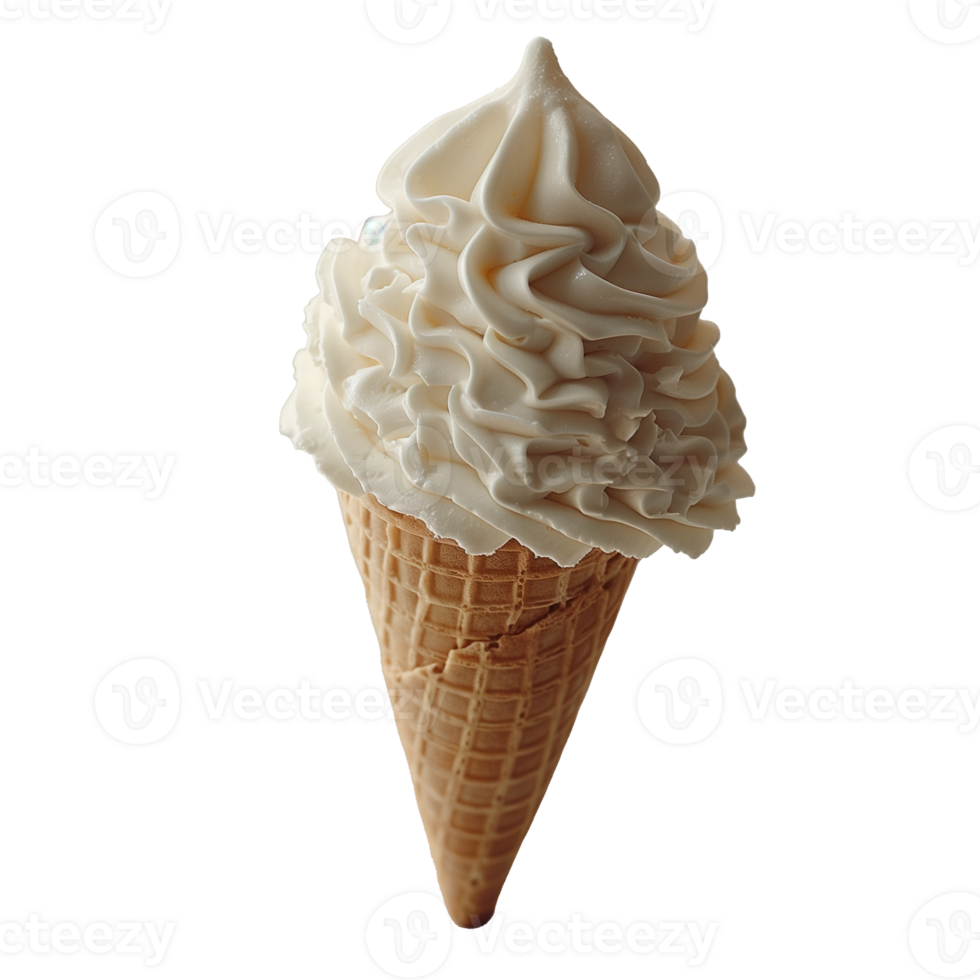 Delicious vanilla ice cream cone isolated on transparent png