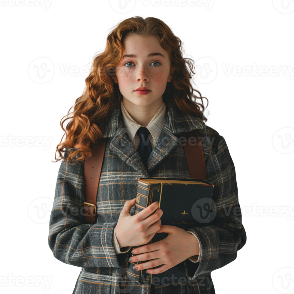 Young student with books on transparent background png