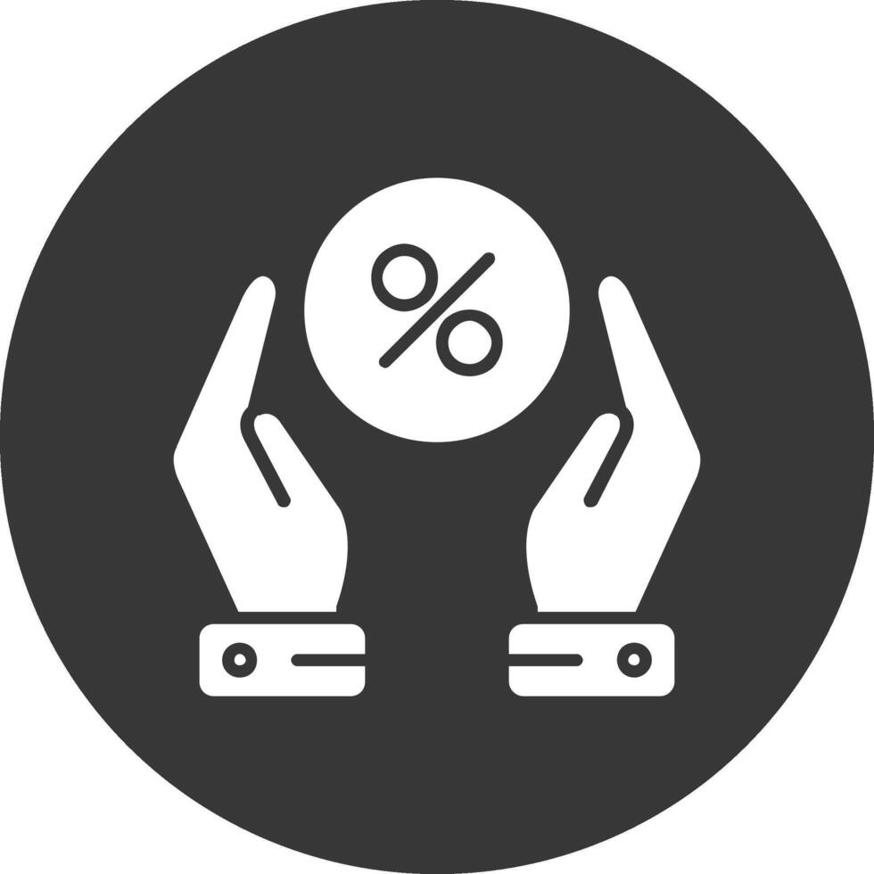 Hand Take And Percent Glyph Inverted Icon vector