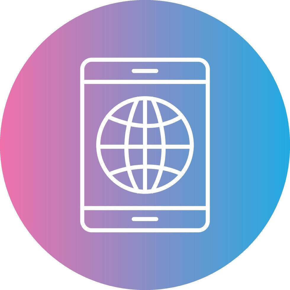 Earth Globe Line Gradient Circle Icon vector