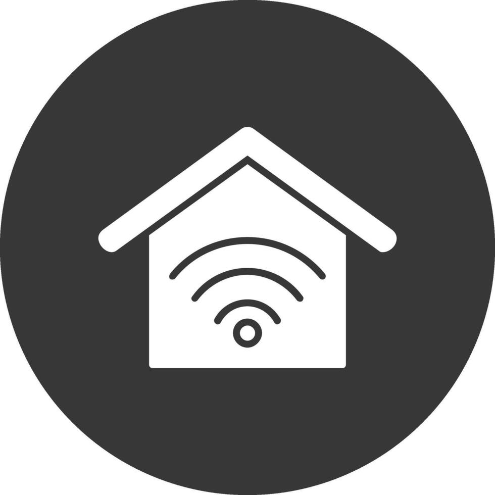 inteligente hogar glifo invertido icono vector