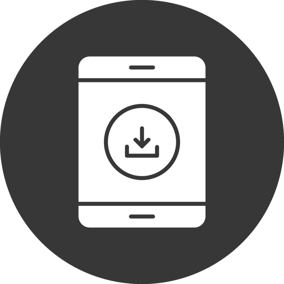 Downloading Data Glyph Inverted Icon vector