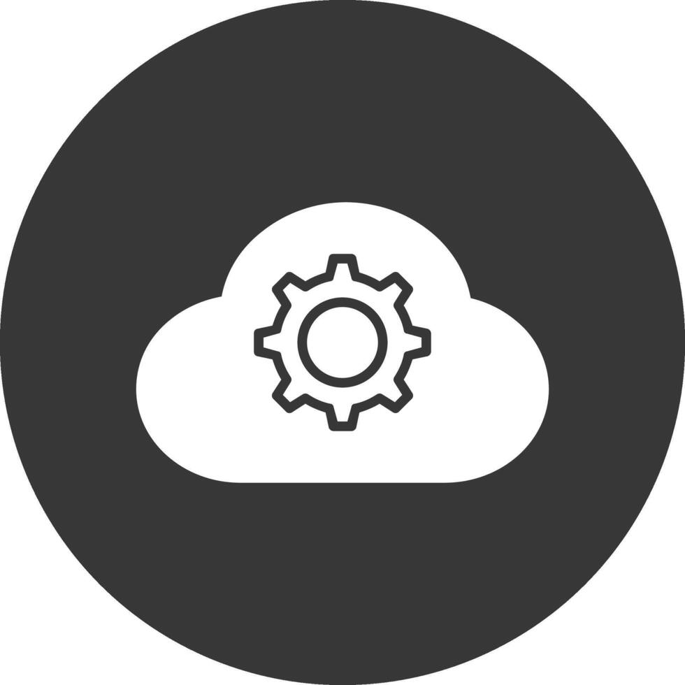 Cloud Settings Glyph Inverted Icon vector