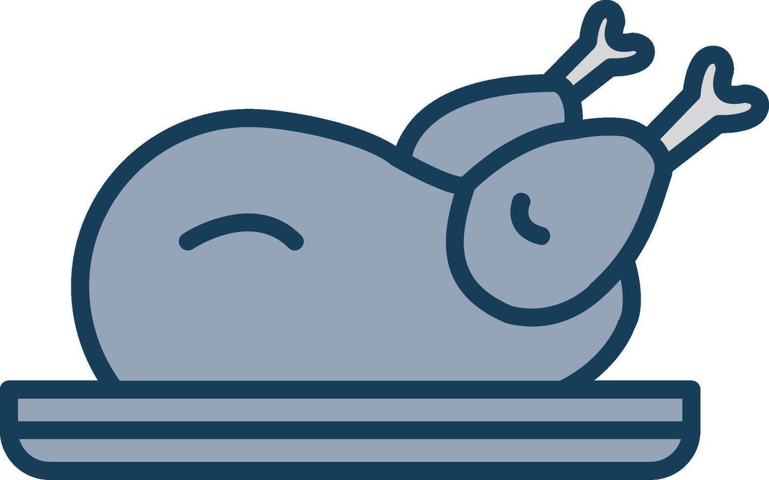 Roast Chicken Line Filled Grey Icon vector