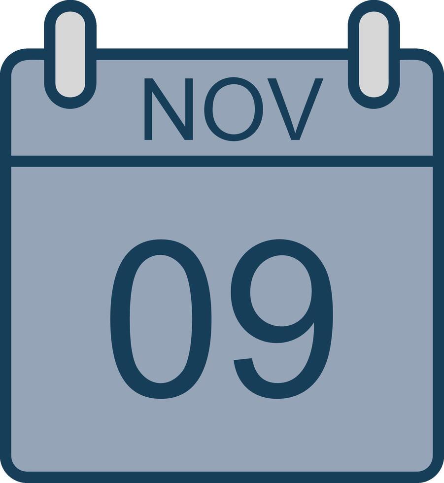 November Line Filled Grey Icon vector