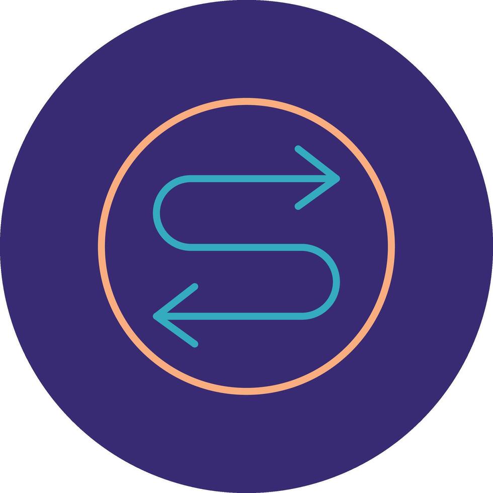 Zigzag Arrow Line Two Color Circle Icon vector