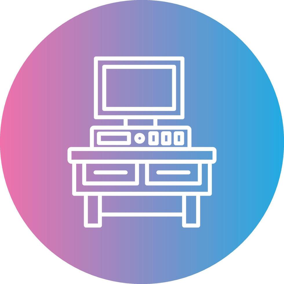 Computer Desk Line Gradient Circle Icon vector