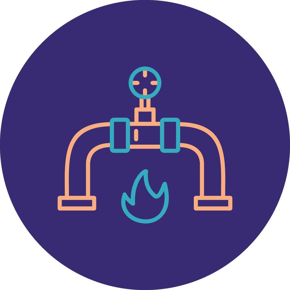 Gas PipeLine Two Color Circle Line Two Color Circle Icon vector