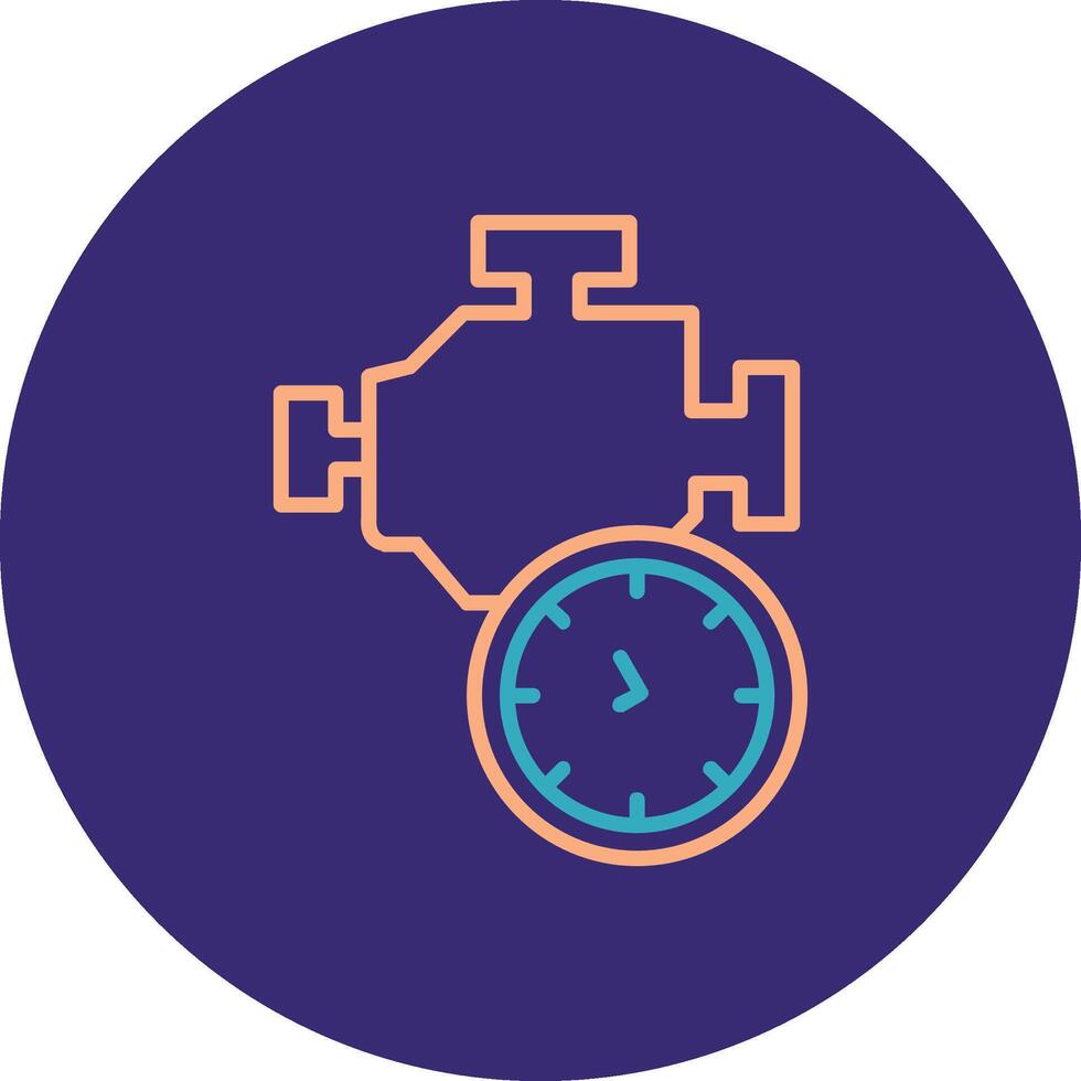 Time Engine Line Two Color Circle Icon vector