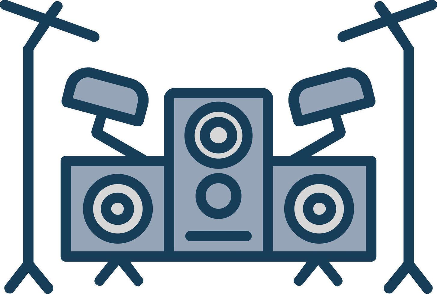 Drum Set Line Filled Grey Icon vector