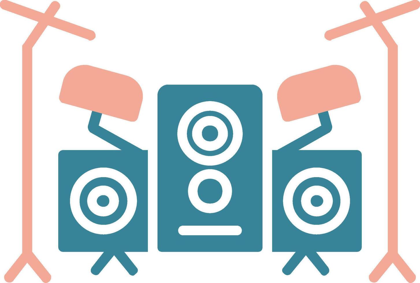 Drum Set Glyph Two Color Icon vector