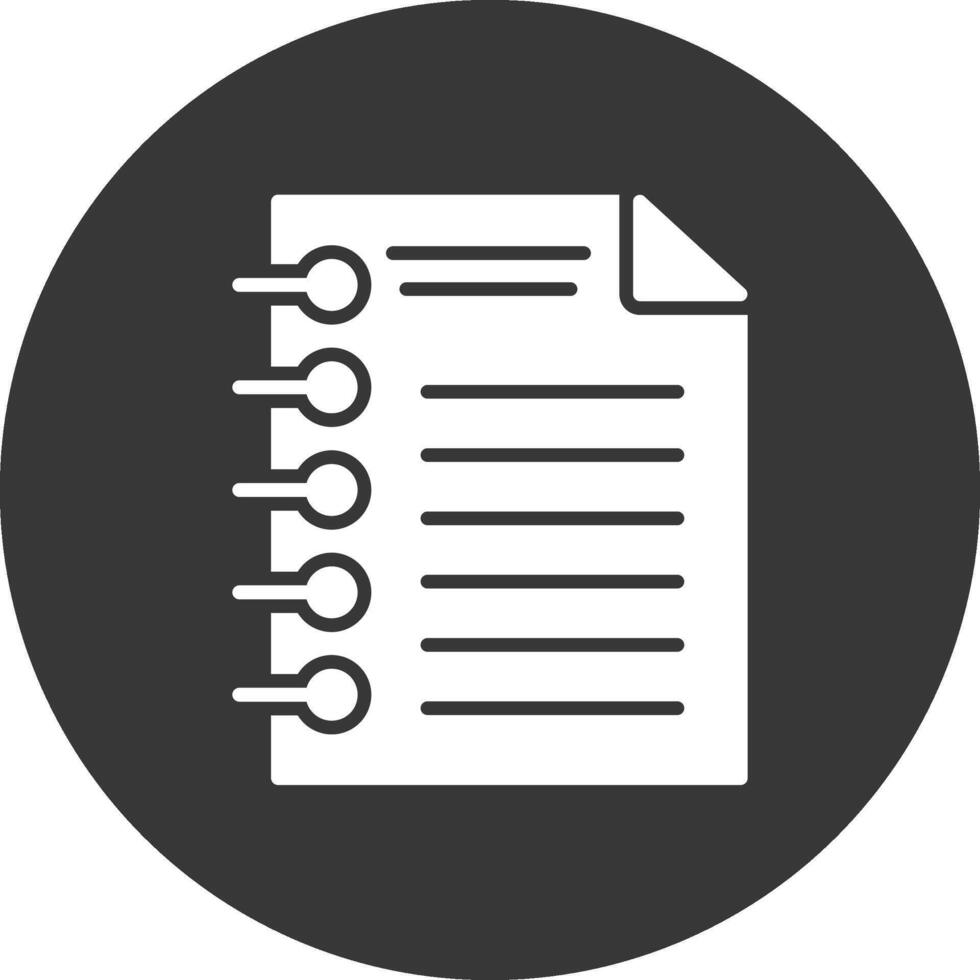 Note Page Glyph Inverted Icon vector