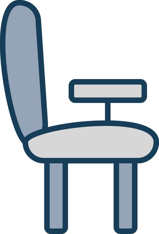 Desk Chair Line Filled Grey Icon vector