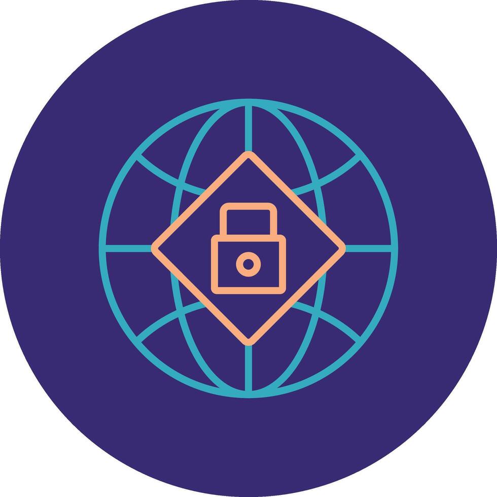 Global Security Line Two Color Circle Icon vector
