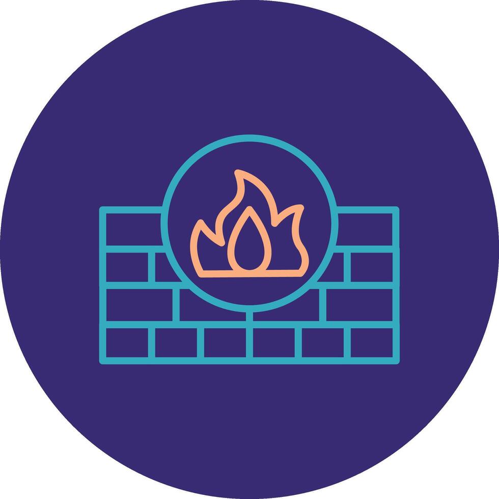 Firewall Line Two Color Circle Icon vector