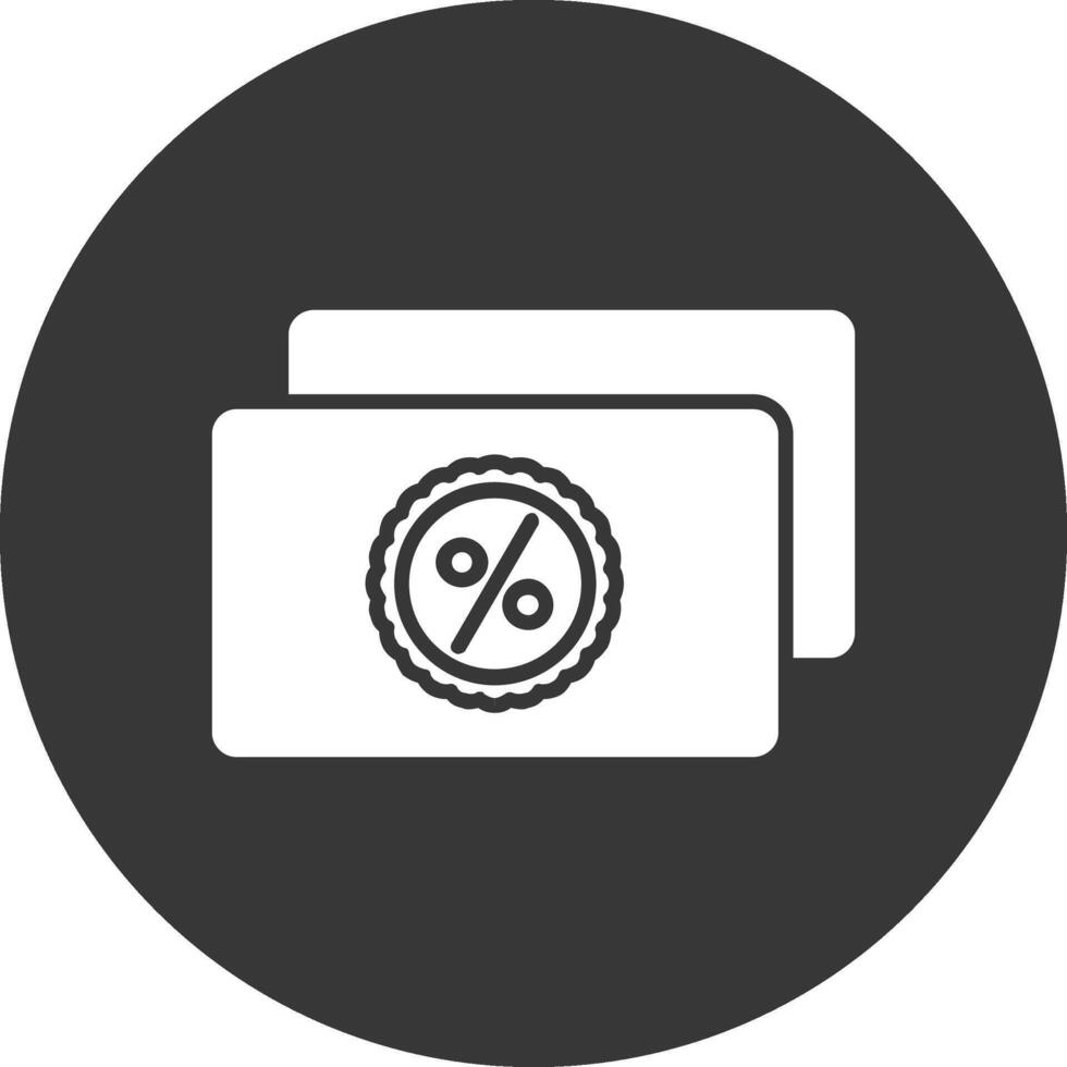 Discount Cards Glyph Inverted Icon vector