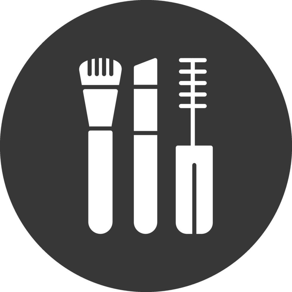 Makeup Brushes Glyph Inverted Icon vector