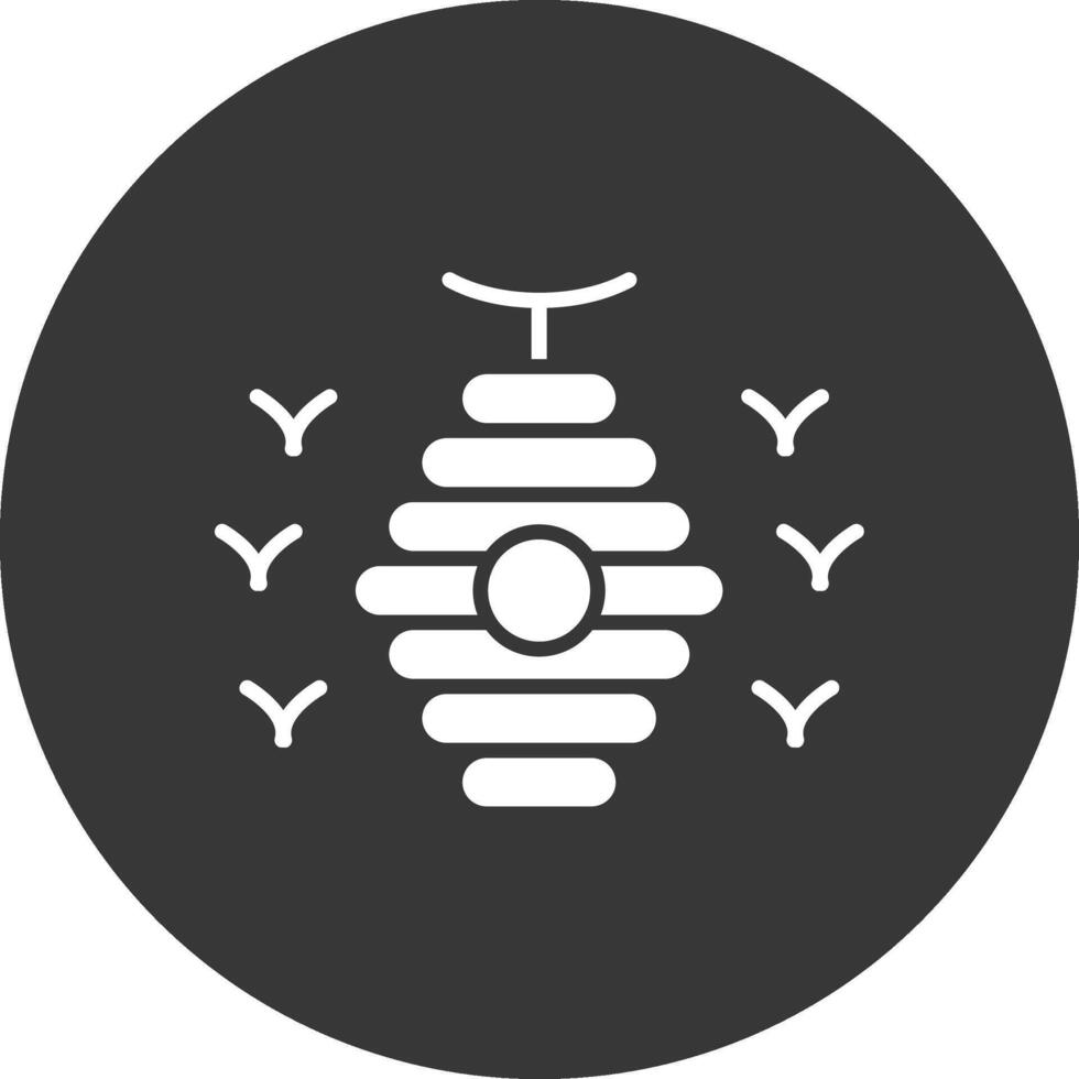 Bee Hive Glyph Inverted Icon vector