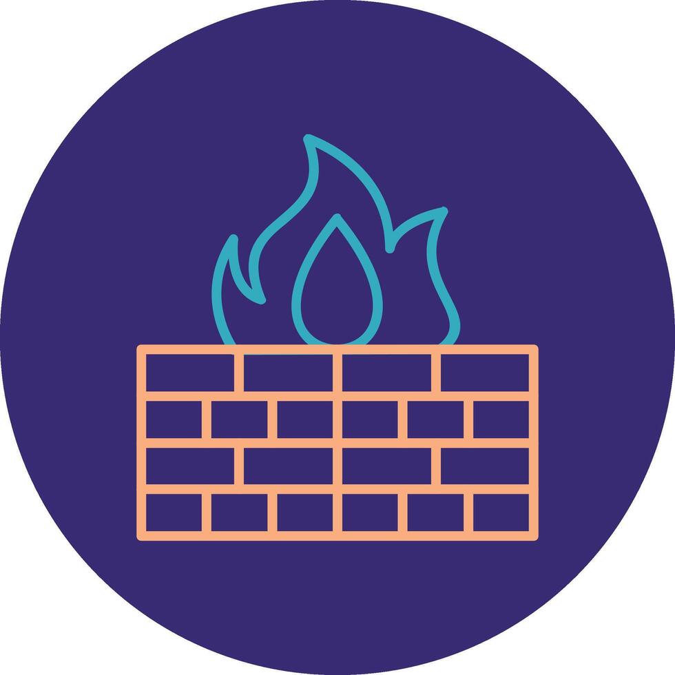 Firewall Line Two Color Circle Icon vector