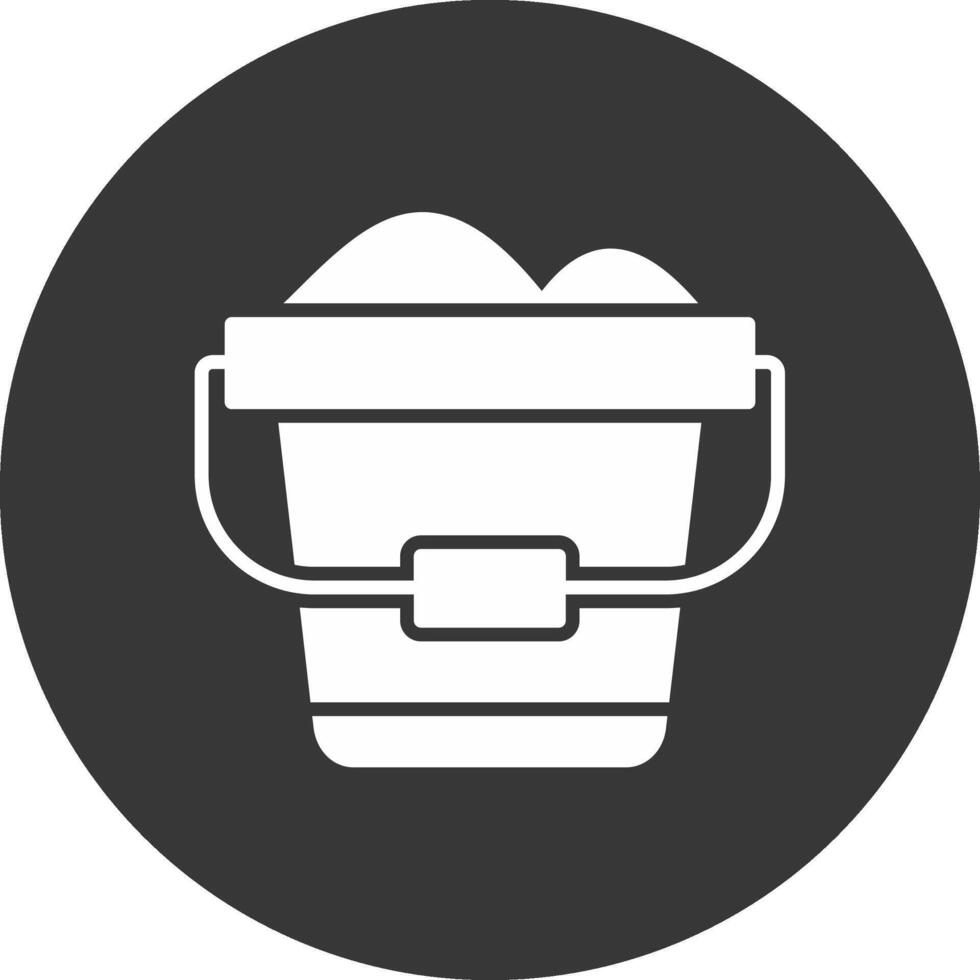 Sand Bucket Glyph Inverted Icon vector