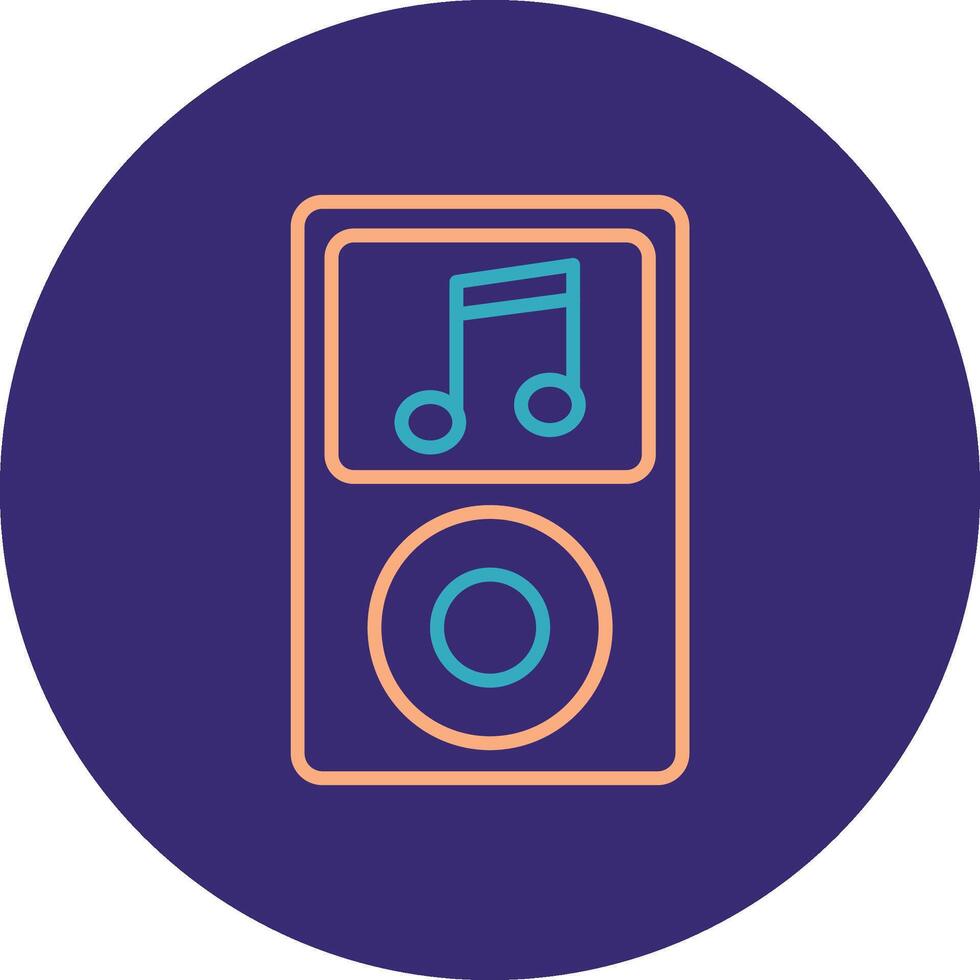 Music Player Line Two Color Circle Icon vector