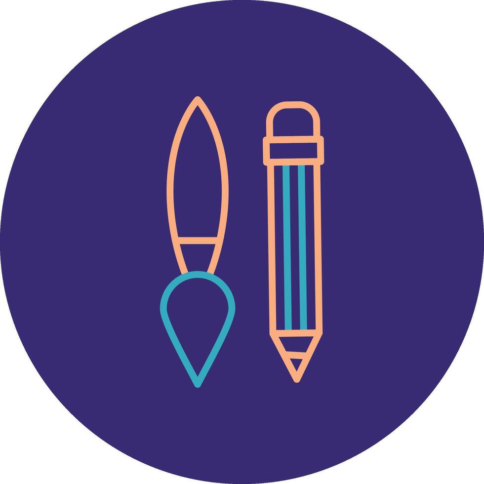 Writing Tool Line Two Color Circle Icon vector