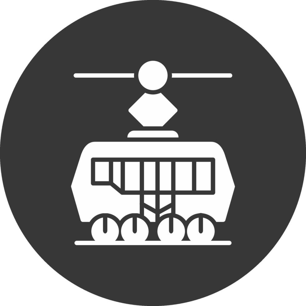 Tram Glyph Inverted Icon vector