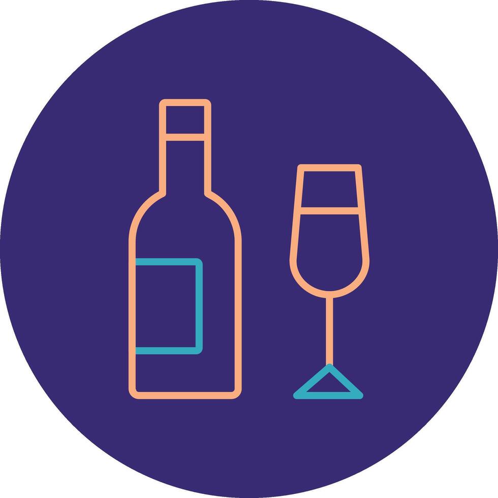 Champagne Line Two Color Circle Icon vector