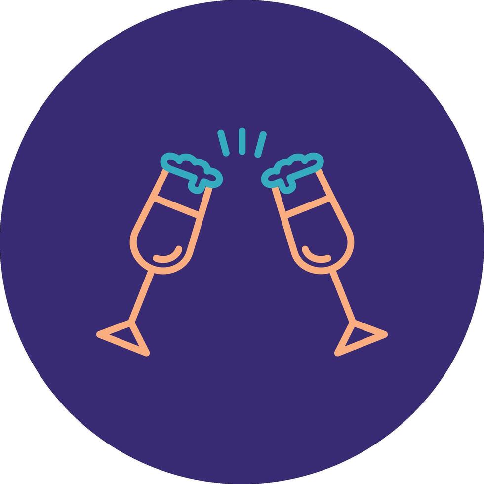 Cheers Line Two Color Circle Icon vector