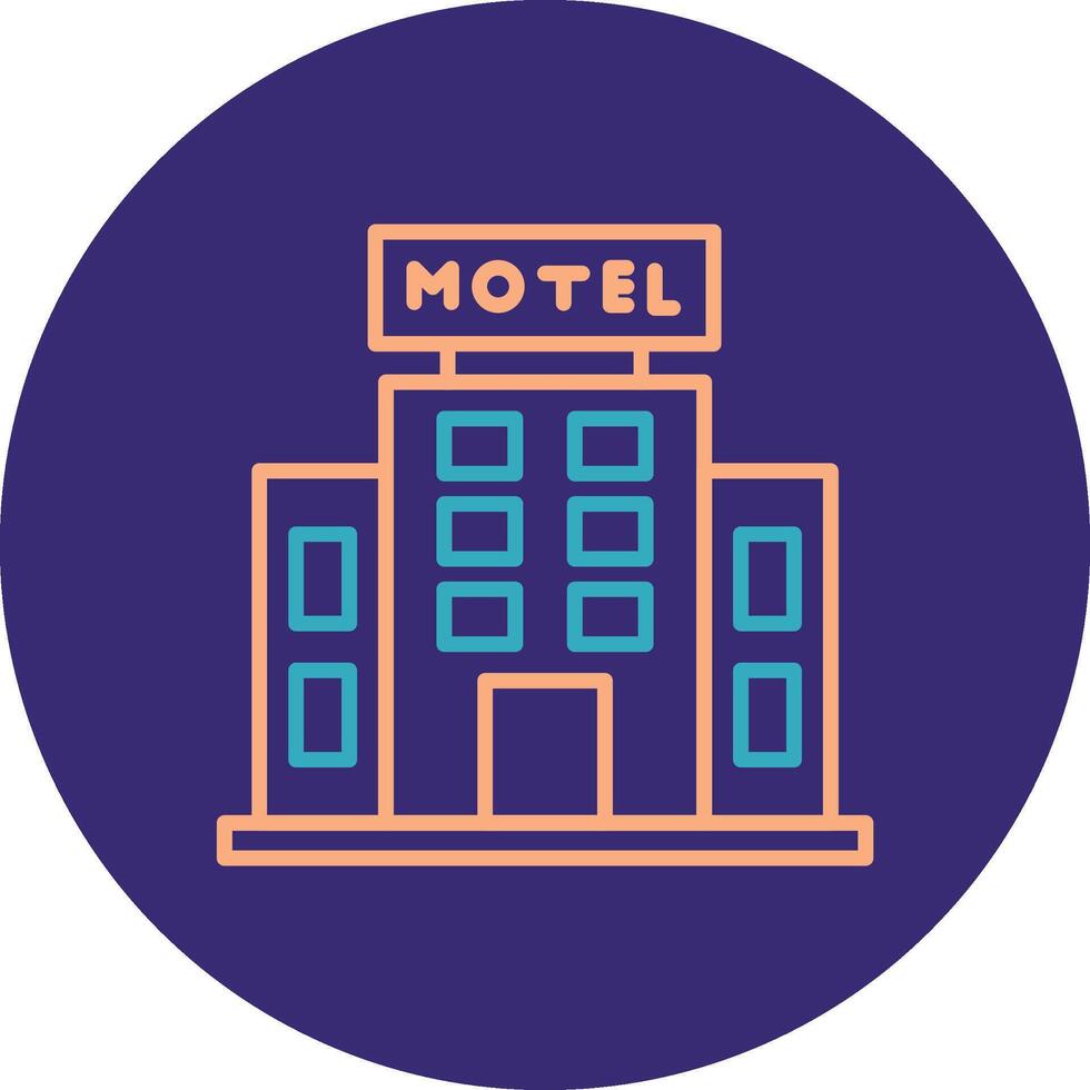 Motel Line Two Color Circle Icon vector