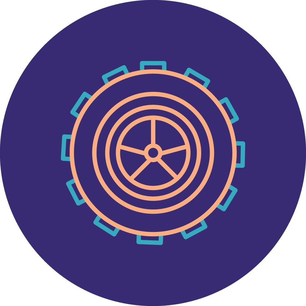 Tyre Line Two Color Circle Icon vector