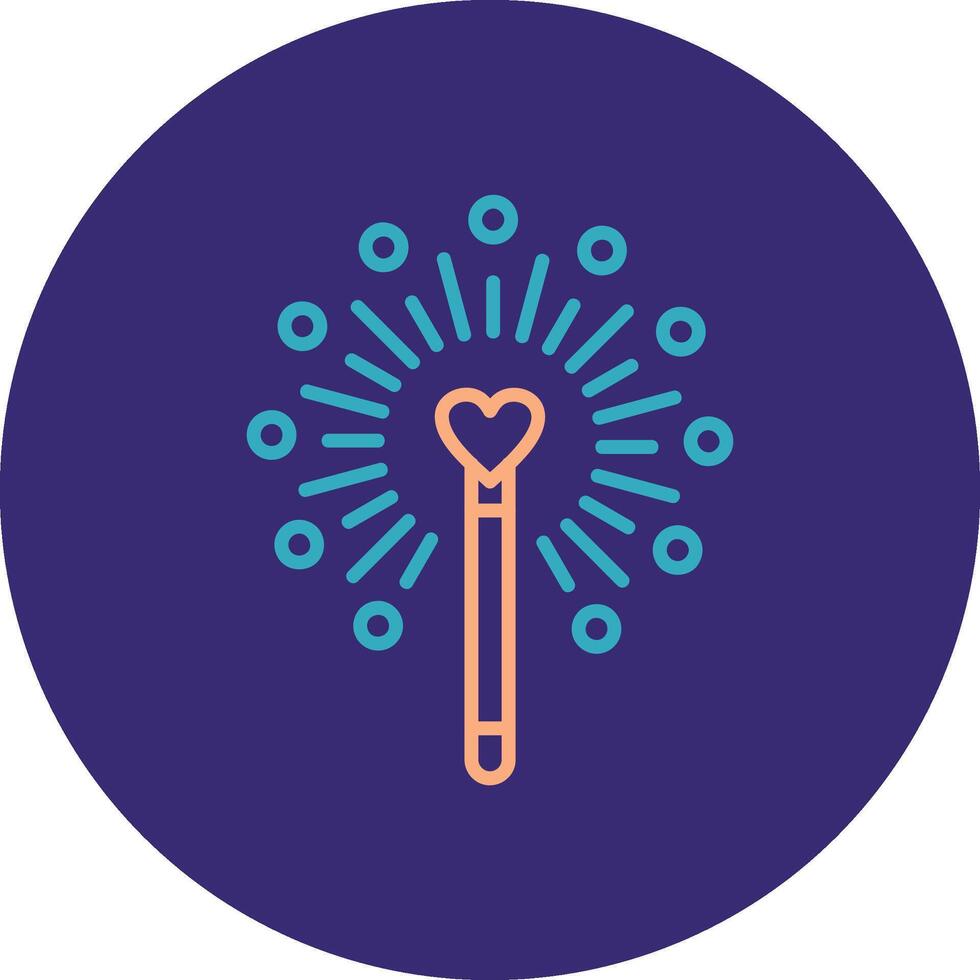 Magic Wand Line Two Color Circle Icon vector