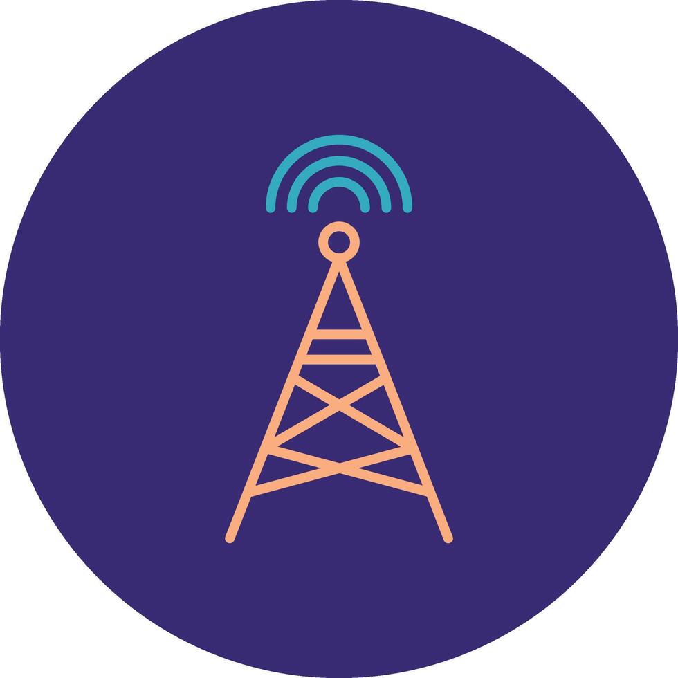Radio Tower Line Two Color Circle Icon vector