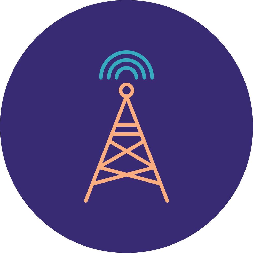 Radio Tower Line Two Color Circle Icon vector