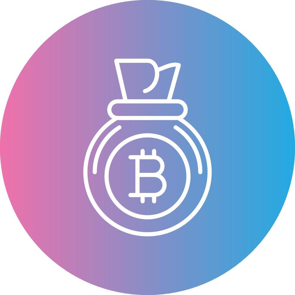 Bitcoin Bag Line Gradient Circle Icon vector